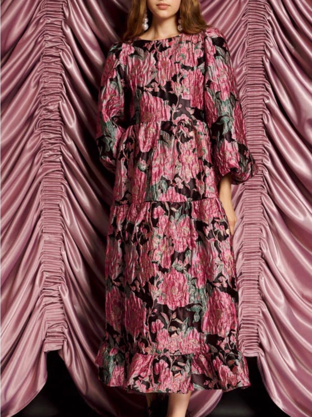 Sister Jane Pink Floral Tiered Maxi Dress NWT